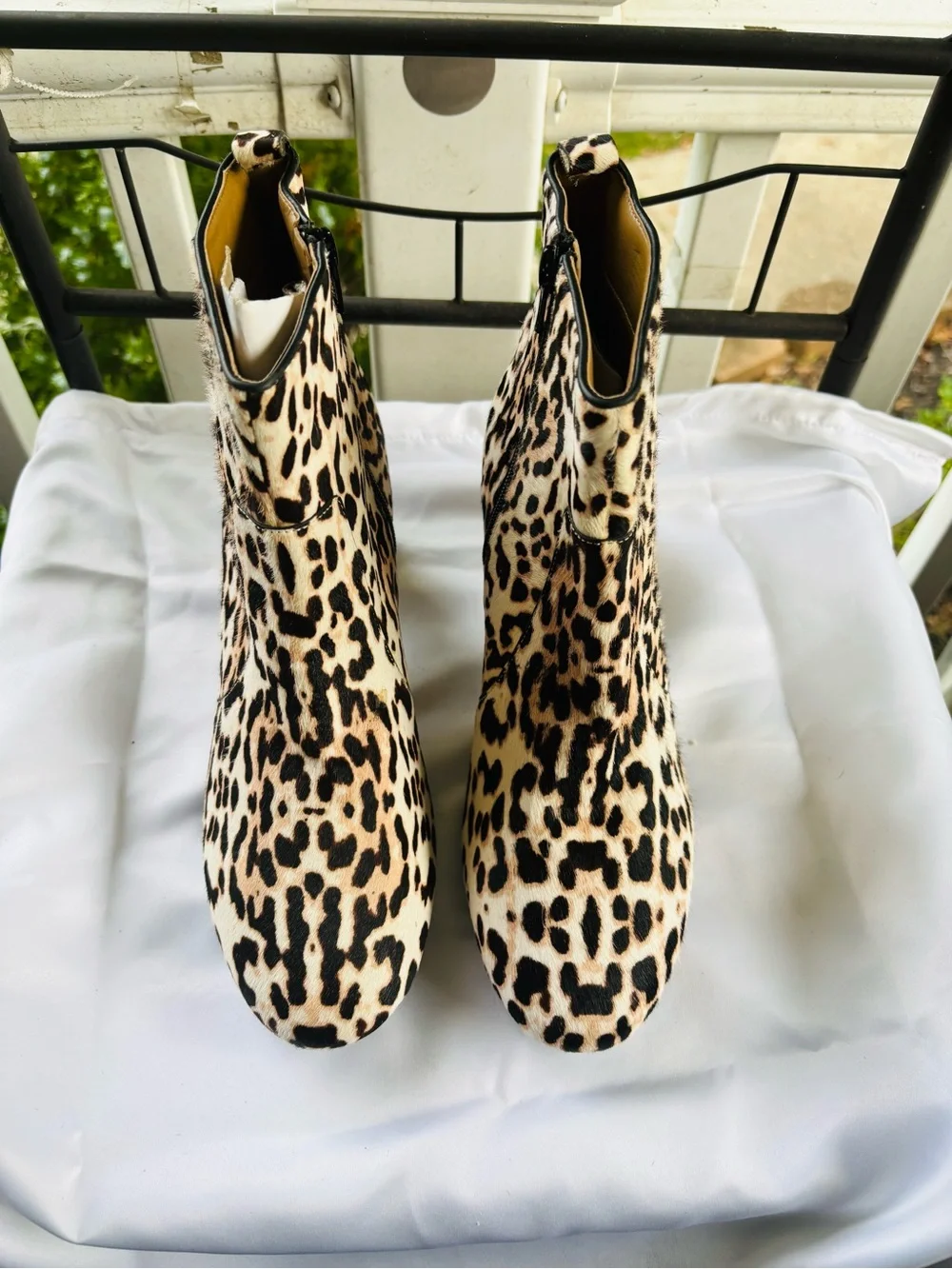 Aerosole Leopard Print Calf Hair Block Heel Ankle Booties